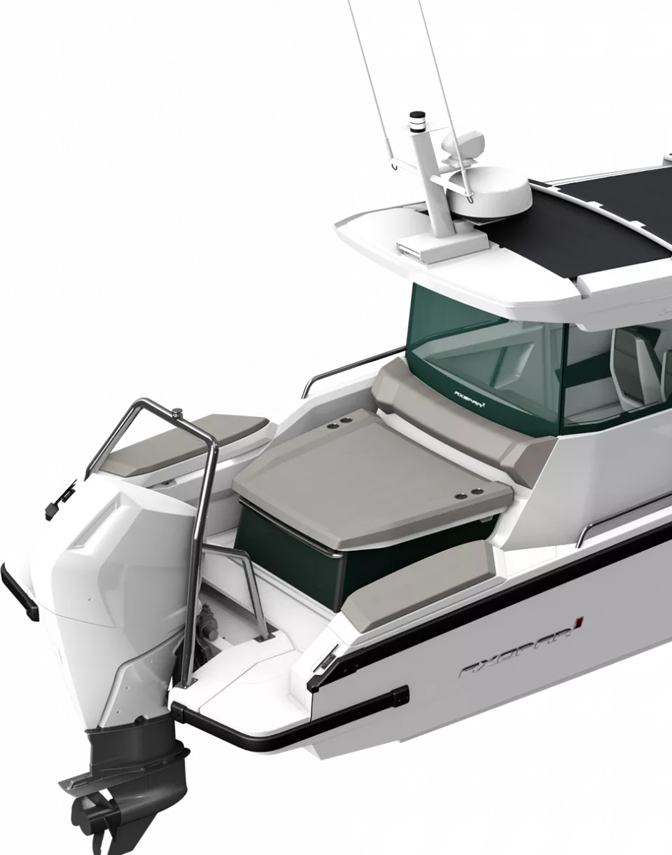 Axopar 29 view of the aft cabin entry from the cockpit